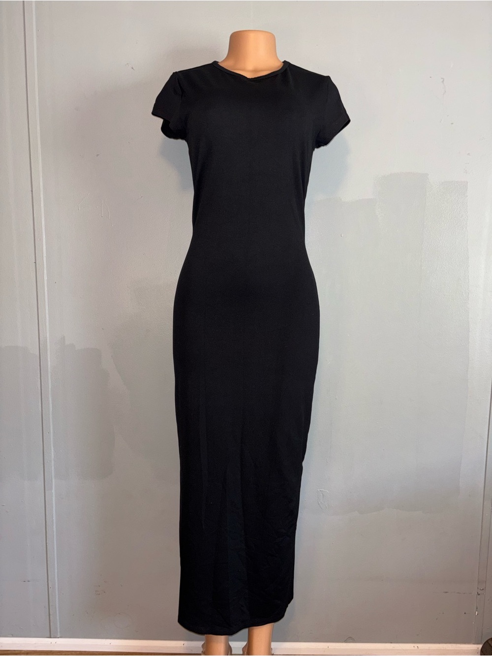 wild fable Black Short-Sleeve Maxi Dress